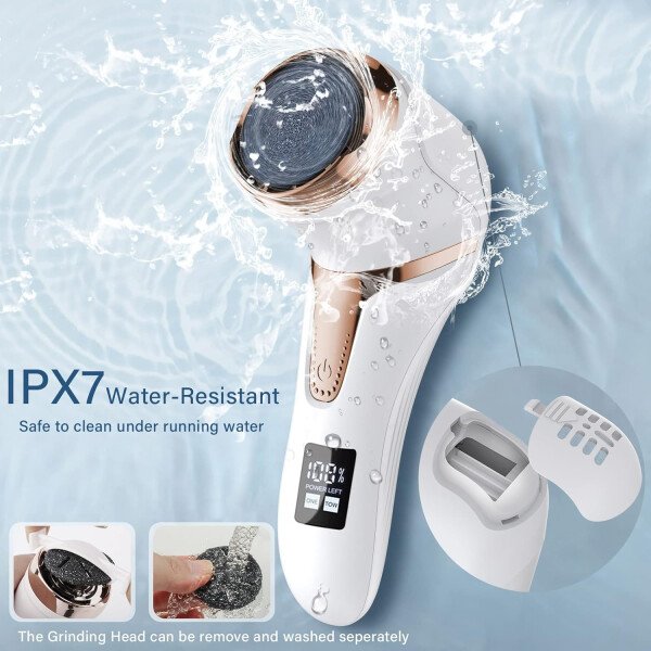 Removedor eléctrico de callos para pies (con aspiradora de caspa), kit de pedicura portátil para limas de pies, removedor de callos de pies, lima de pies impermeable recargable para el cuidado de los - Imagen 23