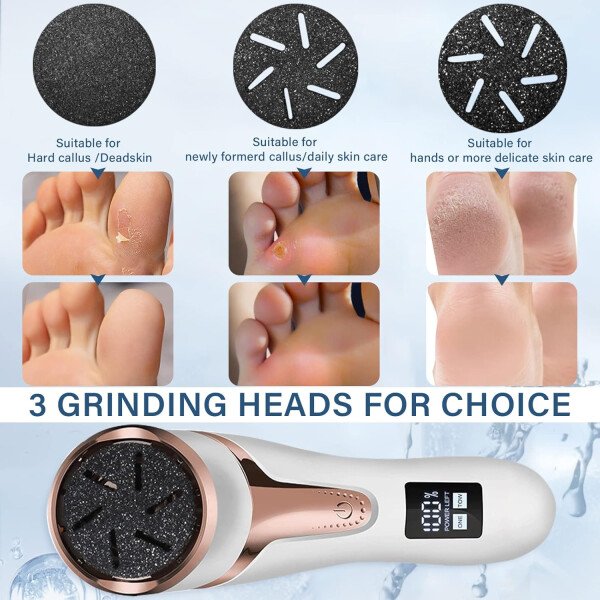 Removedor eléctrico de callos para pies (con aspiradora de caspa), kit de pedicura portátil para limas de pies, removedor de callos de pies, lima de pies impermeable recargable para el cuidado de los - Imagen 24