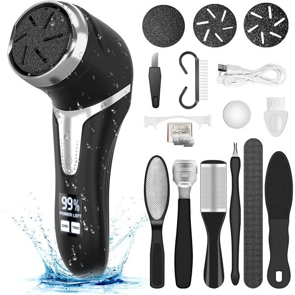 Removedor eléctrico de callos para pies (con aspiradora de caspa), kit de pedicura portátil para limas de pies, removedor de callos de pies, lima de pies impermeable recargable para el cuidado de los - Imagen 26