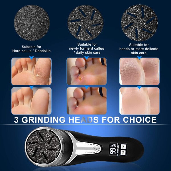 Removedor eléctrico de callos para pies (con aspiradora de caspa), kit de pedicura portátil para limas de pies, removedor de callos de pies, lima de pies impermeable recargable para el cuidado de los - Imagen 29