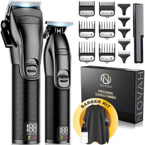 Novah® - Cortadora de pelo profesional para hombres, cortadora de pelo profesional y recortadora, cortadora de pelo inalámbrica para hombre, kit de corte de pelo para peluqueros