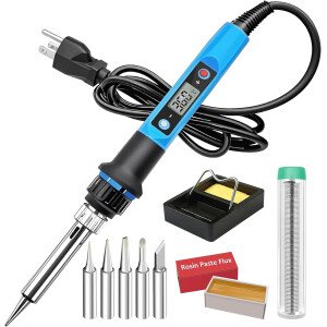 Kit de soldador, 80 W, 110 V, calentamiento rápido en 10 segundos, LCD, digital, temperatura ajustable, pistola de soldadura termostática, kit de soldadura para electrónica