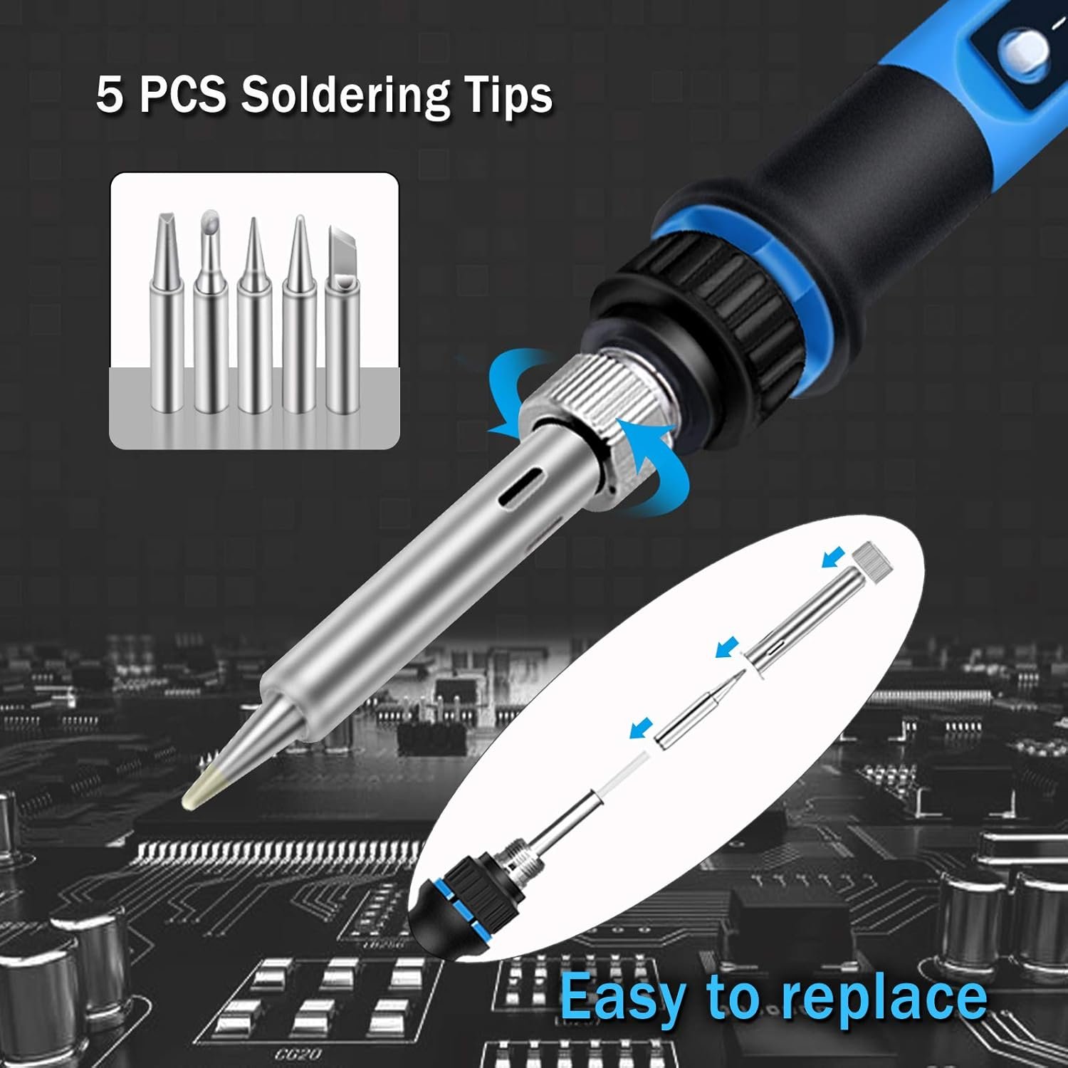 Kit de soldador, 80 W, 110 V, calentamiento rápido en 10 segundos, LCD, digital, temperatura ajustable, pistola de soldadura termostática, kit de soldadura para electrónica - Imagen 5
