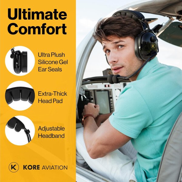 KA-1 - Auriculares de aviación general para pilotos, compatibilidad mono y estéreo, reducción pasiva de ruido, micrófono con cancelación de ruido, sellos de gel para los oídos, diadema - Imagen 6