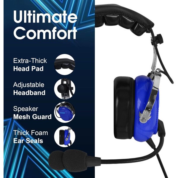 Audio estéreo mono, GA auriculares gemelos, 24 db PNR reducción de ruido auriculares de aviación con micrófono, para estudiantes pilotos PPL, pasajeros de vuelo, técnico de tripulación de - Imagen 3