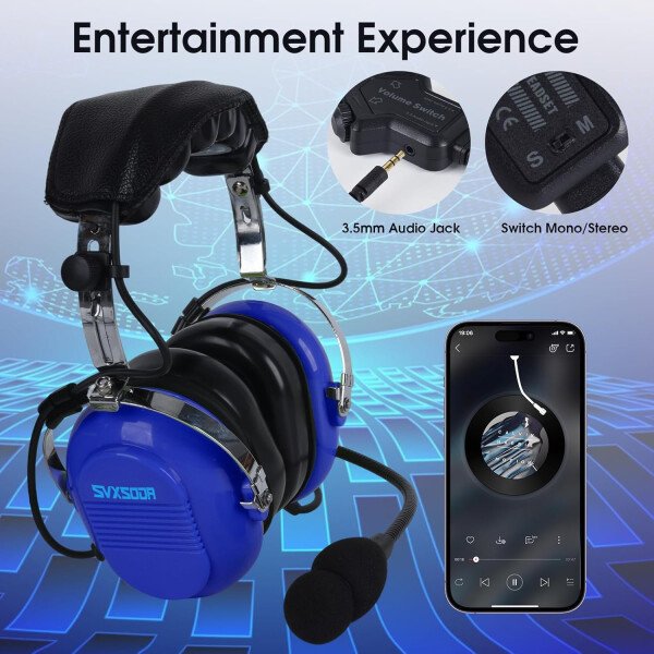 Audio estéreo mono, GA auriculares gemelos, 24 db PNR reducción de ruido auriculares de aviación con micrófono, para estudiantes pilotos PPL, pasajeros de vuelo, técnico de tripulación de - Imagen 4