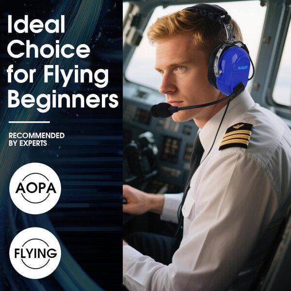 Audio estéreo mono, GA auriculares gemelos, 24 db PNR reducción de ruido auriculares de aviación con micrófono, para estudiantes pilotos PPL, pasajeros de vuelo, técnico de tripulación de - Imagen 7
