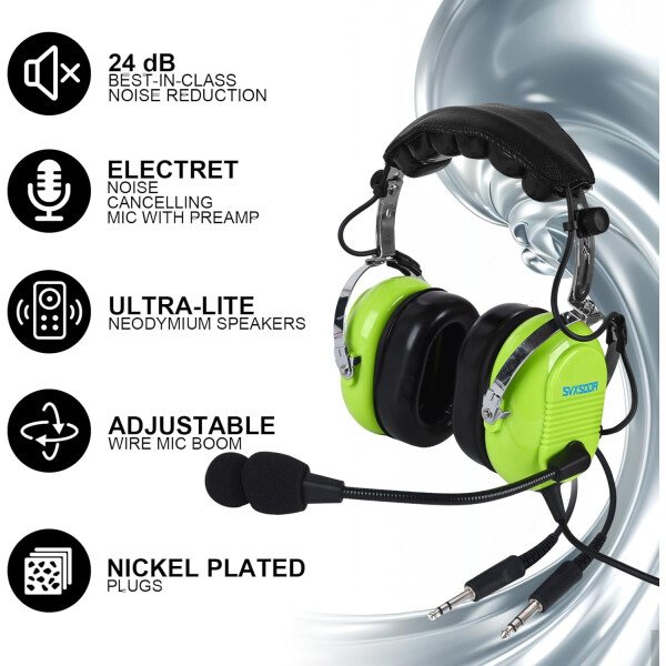 Audio estéreo mono, GA auriculares gemelos, 24 db PNR reducción de ruido auriculares de aviación con micrófono, para estudiantes pilotos PPL, pasajeros de vuelo, técnico de tripulación de - Imagen 9