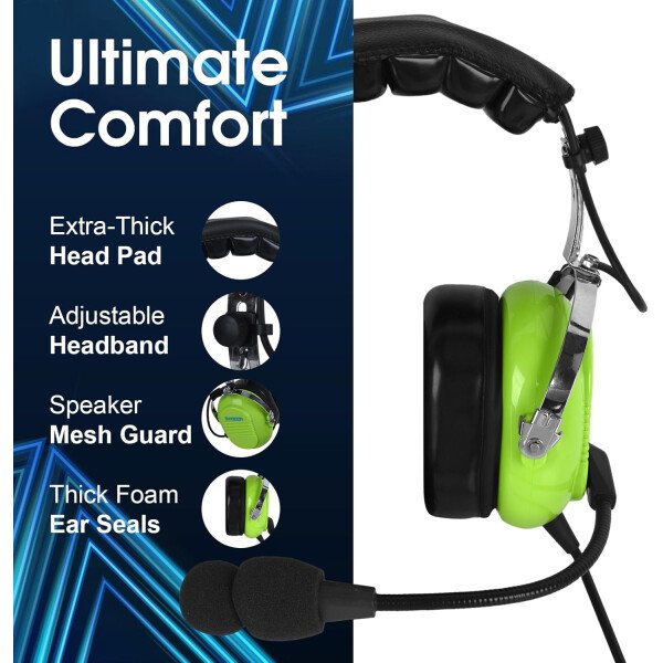 Audio estéreo mono, GA auriculares gemelos, 24 db PNR reducción de ruido auriculares de aviación con micrófono, para estudiantes pilotos PPL, pasajeros de vuelo, técnico de tripulación de - Imagen 10