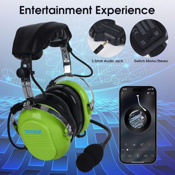 Audio estéreo mono, GA auriculares gemelos, 24 db PNR reducción de ruido auriculares de aviación con micrófono, para estudiantes pilotos PPL, pasajeros de vuelo, técnico de tripulación de - Imagen 11