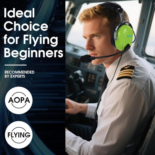 Audio estéreo mono, GA auriculares gemelos, 24 db PNR reducción de ruido auriculares de aviación con micrófono, para estudiantes pilotos PPL, pasajeros de vuelo, técnico de tripulación de - Imagen 12