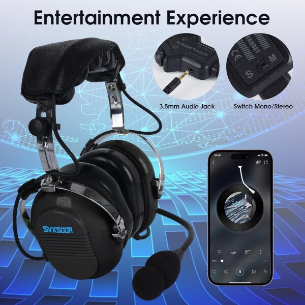 Audio estéreo mono, GA auriculares gemelos, 24 db PNR reducción de ruido auriculares de aviación con micrófono, para estudiantes pilotos PPL, pasajeros de vuelo, técnico de tripulación de - Imagen 16