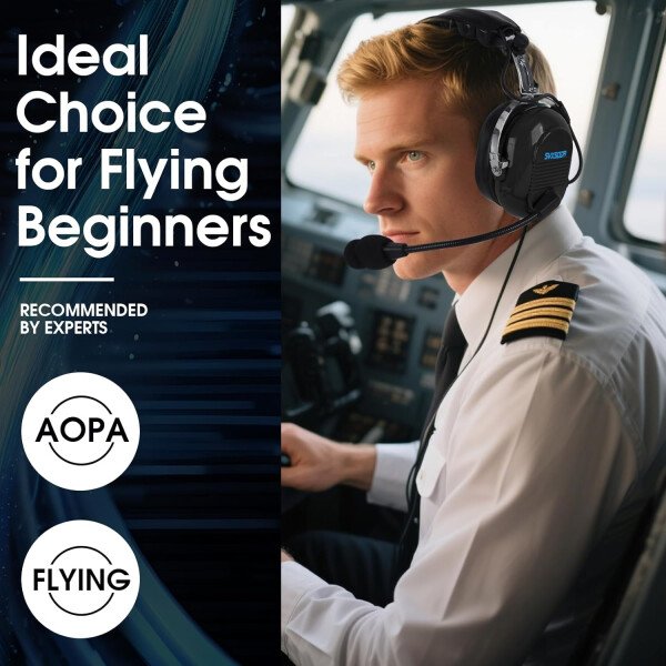 Audio estéreo mono, GA auriculares gemelos, 24 db PNR reducción de ruido auriculares de aviación con micrófono, para estudiantes pilotos PPL, pasajeros de vuelo, técnico de tripulación de - Imagen 17
