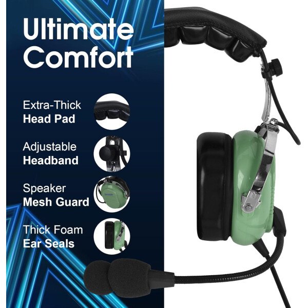 Audio estéreo mono, GA auriculares gemelos, 24 db PNR reducción de ruido auriculares de aviación con micrófono, para estudiantes pilotos PPL, pasajeros de vuelo, técnico de tripulación de - Imagen 20