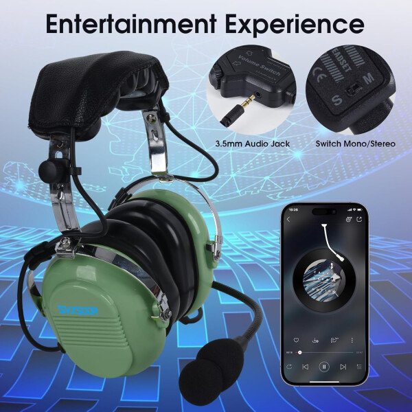 Audio estéreo mono, GA auriculares gemelos, 24 db PNR reducción de ruido auriculares de aviación con micrófono, para estudiantes pilotos PPL, pasajeros de vuelo, técnico de tripulación de - Imagen 21