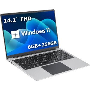 Computadora portátil de 14.1 pulgadas, portátil de cuatro núcleos, Windows 11, portátil tradicional con 6 GB DDR4 256 GB SSD 2.4/5G WiFi BT4.0 HDMI USB 3.0, batería de gran capacidad