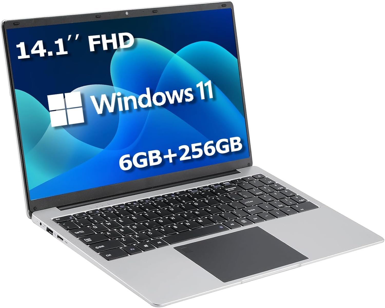 Computadora portátil de 14.1 pulgadas, portátil de cuatro núcleos, Windows 11, portátil tradicional con 6 GB DDR4 256 GB SSD 2.4/5G WiFi BT4.0 HDMI USB 3.0, batería de gran capacidad