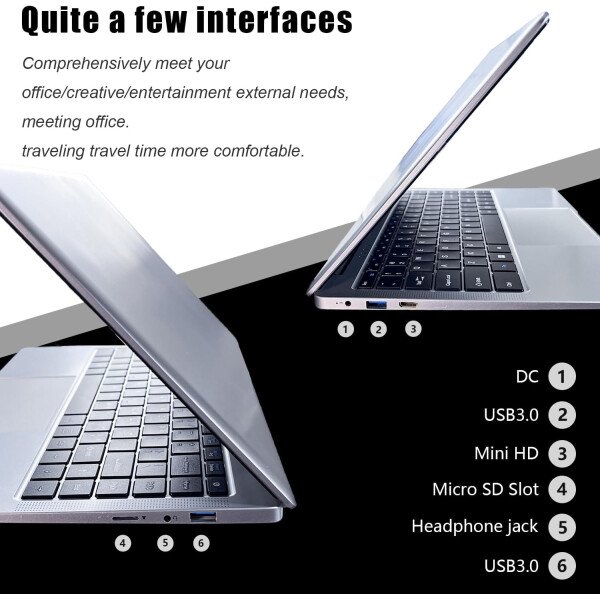 Computadora portátil de 14.1 pulgadas, portátil de cuatro núcleos, Windows 11, portátil tradicional con 6 GB DDR4 256 GB SSD 2.4/5G WiFi BT4.0 HDMI USB 3.0, batería de gran capacidad - Imagen 7
