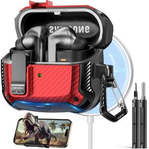 Compatible con Samsung Galaxy Buds3 FE (2025) / Buds3 Pro (2024) / Buds 3 Case (2024) con soporte para teléfono, compatible con MagSafe, con diseño de clip de bloqueo seguro y kit de
