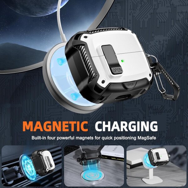Compatible con Samsung Galaxy Buds3 FE (2025) / Buds3 Pro (2024) / Buds 3 Case (2024) con soporte para teléfono, compatible con MagSafe, con diseño de clip de bloqueo seguro y kit de - Imagen 11