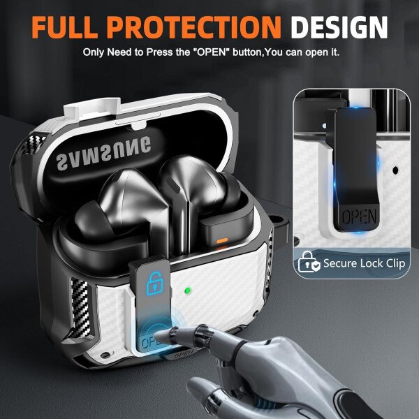 Compatible con Samsung Galaxy Buds3 FE (2025) / Buds3 Pro (2024) / Buds 3 Case (2024) con soporte para teléfono, compatible con MagSafe, con diseño de clip de bloqueo seguro y kit de - Imagen 17