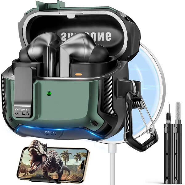 Compatible con Samsung Galaxy Buds3 FE (2025) / Buds3 Pro (2024) / Buds 3 Case (2024) con soporte para teléfono, compatible con MagSafe, con diseño de clip de bloqueo seguro y kit de - Imagen 61