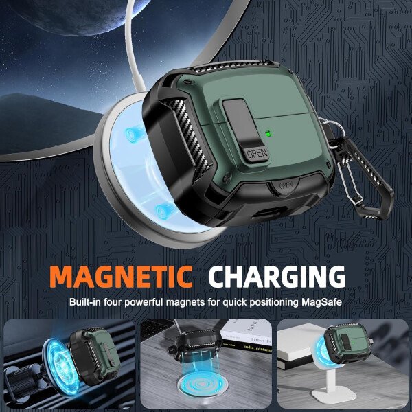 Compatible con Samsung Galaxy Buds3 FE (2025) / Buds3 Pro (2024) / Buds 3 Case (2024) con soporte para teléfono, compatible con MagSafe, con diseño de clip de bloqueo seguro y kit de - Imagen 64
