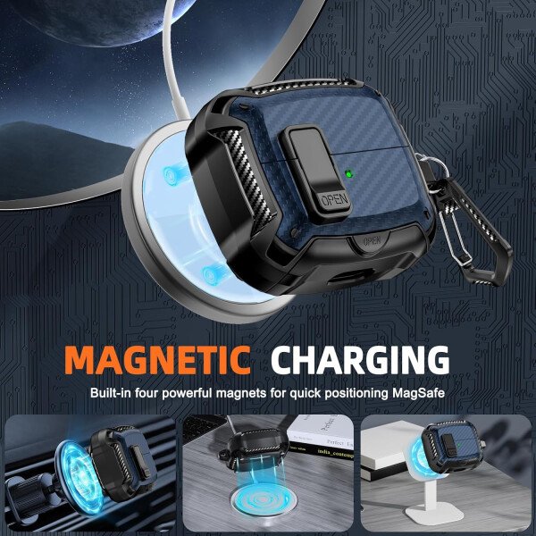 Compatible con Samsung Galaxy Buds3 FE (2025) / Buds3 Pro (2024) / Buds 3 Case (2024) con soporte para teléfono, compatible con MagSafe, con diseño de clip de bloqueo seguro y kit de - Imagen 93
