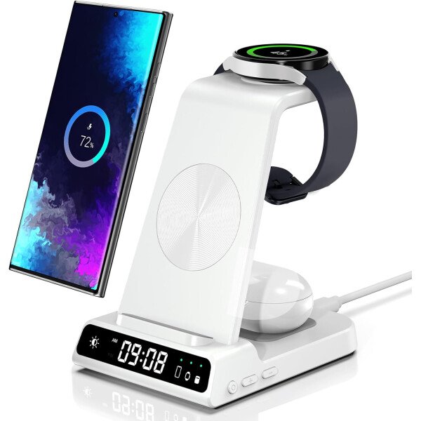Cargador inalámbrico para Samsung, estación de carga inalámbrica 3 en 1 para Samsung Galaxy S25 Ultra/S24 Ultra/S23/S22/Note 20/Z Flip 7/Fold 6, cargador para Samsung Galaxy Watch Ultra/8/7/6, Galaxy - Imagen 9