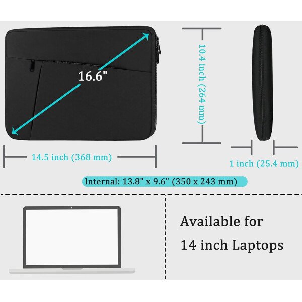 Funda protectora para portátil de 14 pulgadas, funda protectora suave acolchada para computadora portátil, funda duradera compatible con MacBook HP Lenovo Dell ASUS Acer Chromebook de 14 pulgadas, - Imagen 5