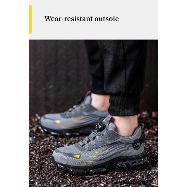Zapatos de seguridad WOUDHONY para hombre, con botones giratorios, de malla transpirable, con puntera de acero y botas de seguridad protectoras. - Imagen 3