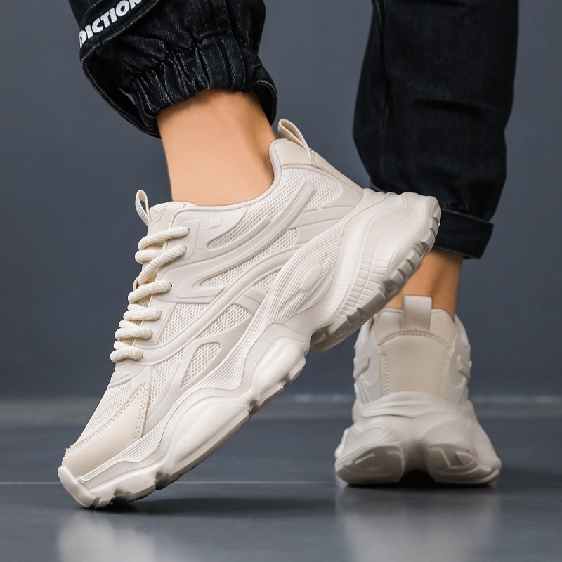 zapatillas de hombre beige con plataforma gruesa para aumentar la estatura - zapatos -top adelgazantes, confort arqueado y amortiguaciÃ³n ideal para correr, gimnasio o uso casual: diseÃ±o en punta ( / ), cierre tipo cordones, versÃ¡tiles todo d ( & duraderos) â€“ perfectas para formales como diarios. parte transpirable e interior que comodidad todo , zapatillas altas para hombres, Detalles del producto 3