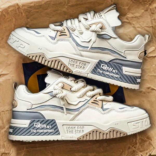 Zapatillas Casuales para Hombre MAINALUN - Cómodas Zapatillas de Skate de Bajo con Forro de Tejido Transpirable, Suela de PVC Duradera, Versátiles para Viajes al Aire Libre, Caminatas y Atuendos Casuales, Zapatillas de Skate, Calzado de Viaje, Zapatillas Modernas, Forro de Tejido Interior