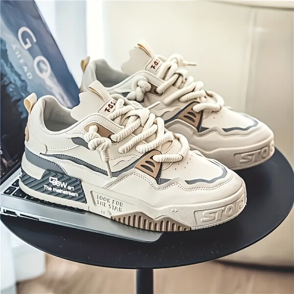 Zapatillas Casuales para Hombre MAINALUN - Cómodas Zapatillas de Skate de Bajo con Forro de Tejido Transpirable, Suela de PVC Duradera, Versátiles para Viajes al Aire Libre, Caminatas y Atuendos Casuales, Zapatillas de Skate, Calzado de Viaje, Zapatillas Modernas, Forro de Tejido Interior - Imagen 3