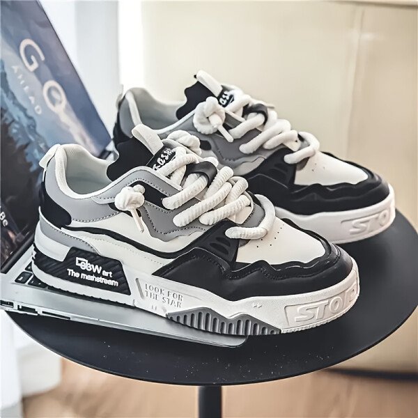 Zapatillas Casuales para Hombre MAINALUN - Cómodas Zapatillas de Skate de Bajo con Forro de Tejido Transpirable, Suela de PVC Duradera, Versátiles para Viajes al Aire Libre, Caminatas y Atuendos Casuales, Zapatillas de Skate, Calzado de Viaje, Zapatillas Modernas, Forro de Tejido Interior - Imagen 4