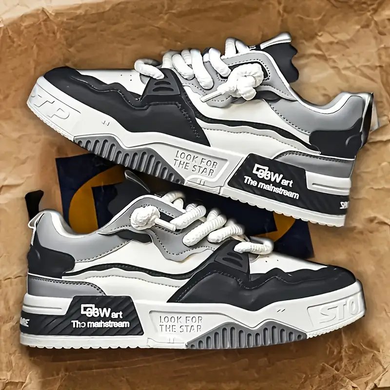 1 par de zapatillas casuales para hombre - cÃ³modas zapatillas de skate de con forro de transpirable, de pvc , versÃ¡tiles para viajes , caminatas y atuendos casuales, zapatillas de skate, calzado de viaje, zapatillas modernas, forro de interior Detalles del producto 1