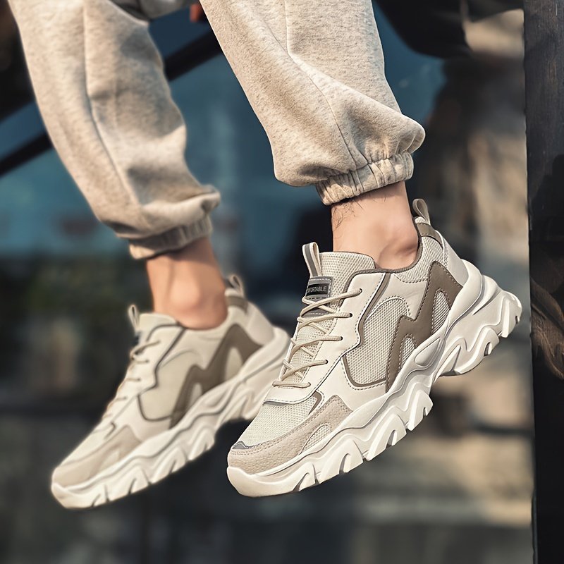 zapatillas deportivas casuales para hombre - malla transpirable y parte de pu, gruesa de eva, diseño con cordones para actividades al aire libre, correr y vestimenta casual, zapatos casuales para a dÃa | zapatillas bajas modernas | plantilla de tela cómoda Detalles del producto 1