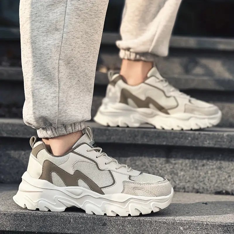 zapatillas deportivas casuales para hombre - malla transpirable y parte de pu, gruesa de eva, diseÃ±o con cordones para actividades al aire libre, correr y vestimenta casual, zapatos casuales para a dÃ­a | zapatillas bajas modernas | plantilla de tela cÃ³moda Detalles del producto 7