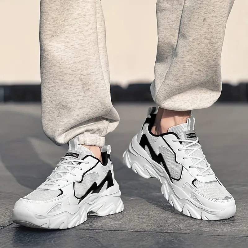 zapatillas deportivas casuales para hombre - malla transpirable y parte de pu, gruesa de eva, diseÃ±o con cordones para actividades al aire libre, correr y vestimenta casual, zapatos casuales para a dÃ­a | zapatillas bajas modernas | plantilla de tela cÃ³moda Detalles del producto 9