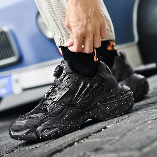 Zapatillas Antideslizantes para Hombre y Mujer - Zapatos Bajos con Cordones y Plantilla Acolchada de EVA, Suela Sintética Antideslizante - Calzado Formal y Diario para Todas las Estaciones en Negro/Gris - para Oficina, Gimnasio, Ropa Casual - Diseño - Imagen 7