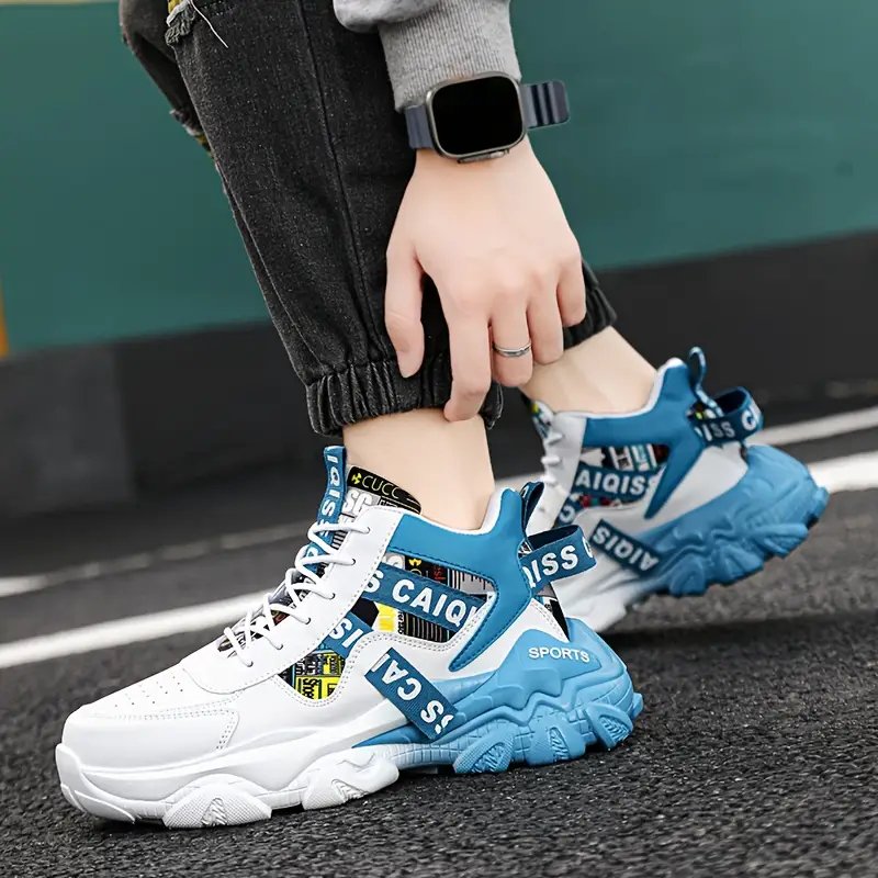 zapatillas altas para hombre - diseÃ±o geomÃ©trico y naranja con acolchado , de pvc, calzado casual para gimnasio, senderismo y uso , forro transpirable y soporte arqueado - /outdoor Detalles del producto 0