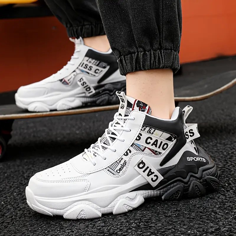 zapatillas altas para hombre - diseÃ±o geomÃ©trico y naranja con acolchado , de pvc, calzado casual para gimnasio, senderismo y uso , forro transpirable y soporte arqueado - /outdoor Detalles del producto 2