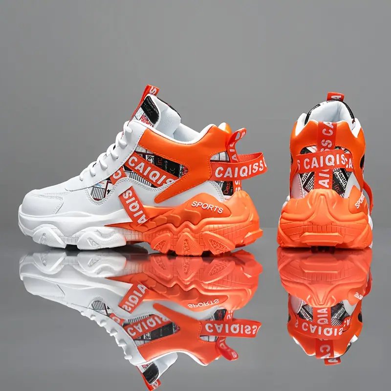 zapatillas altas para hombre - diseÃ±o geomÃ©trico y naranja con acolchado , de pvc, calzado casual para gimnasio, senderismo y uso , forro transpirable y soporte arqueado - /outdoor Detalles del producto 8