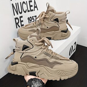 Zapatos de caminar de hombre de alta con cordones antideslizantes, zapatos deportivos duraderos, adecuados para senderismo al aire libre, camping, montañismo, zapatos de hombre de gran tamaño, adecuados para todas las estaciones