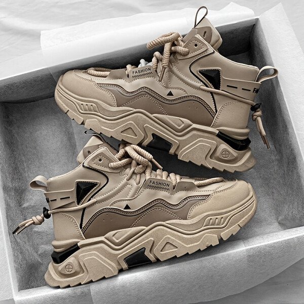 Zapatos de caminar de hombre de alta con cordones antideslizantes, zapatos deportivos duraderos, adecuados para senderismo al aire libre, camping, montañismo, zapatos de hombre de gran tamaño, adecuados para todas las estaciones - Imagen 2