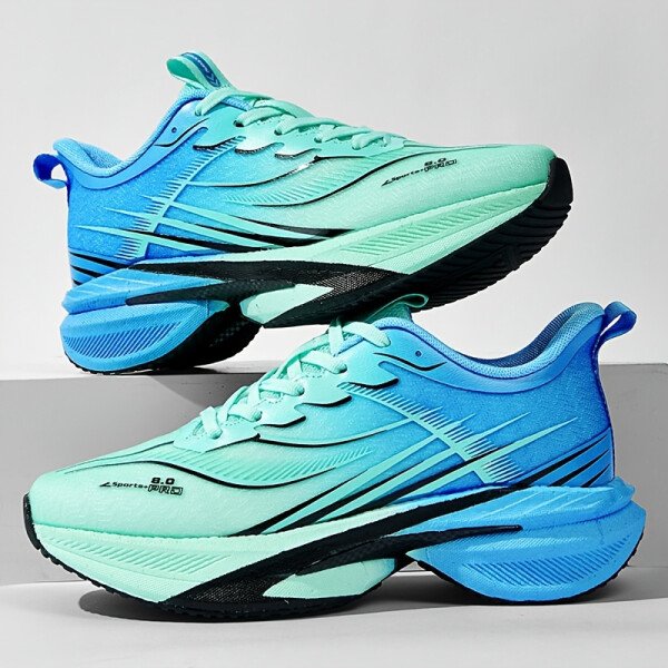Zapatillas de correr de malla tejida para hombre, todas las estaciones - con cordones, antideslizantes, suela suave duradera, zapatillas deportivas casuales y para exteriores, zapatillas deportivas casuales | Diseño vibrante | Construcción con cordones, zapatillas de correr - Imagen 2