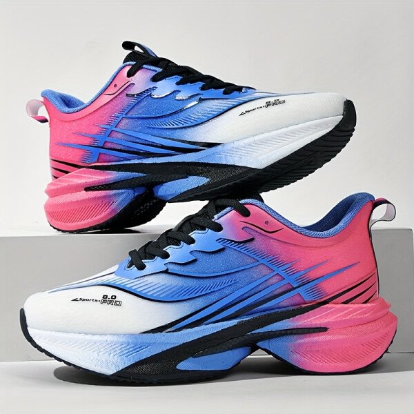 Zapatillas de correr de malla tejida para hombre, todas las estaciones - con cordones, antideslizantes, suela suave duradera, zapatillas deportivas casuales y para exteriores, zapatillas deportivas casuales | Diseño vibrante | Construcción con cordones, zapatillas de correr - Imagen 3