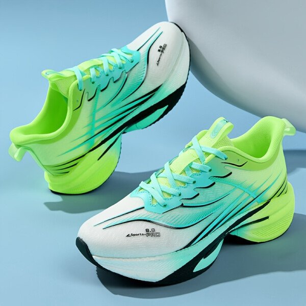 Zapatillas de correr de malla tejida para hombre, todas las estaciones - con cordones, antideslizantes, suela suave duradera, zapatillas deportivas casuales y para exteriores, zapatillas deportivas casuales | Diseño vibrante | Construcción con cordones, zapatillas de correr - Imagen 4