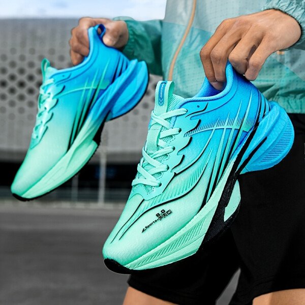 Zapatillas de correr de malla tejida para hombre, todas las estaciones - con cordones, antideslizantes, suela suave duradera, zapatillas deportivas casuales y para exteriores, zapatillas deportivas casuales | Diseño vibrante | Construcción con cordones, zapatillas de correr - Imagen 5