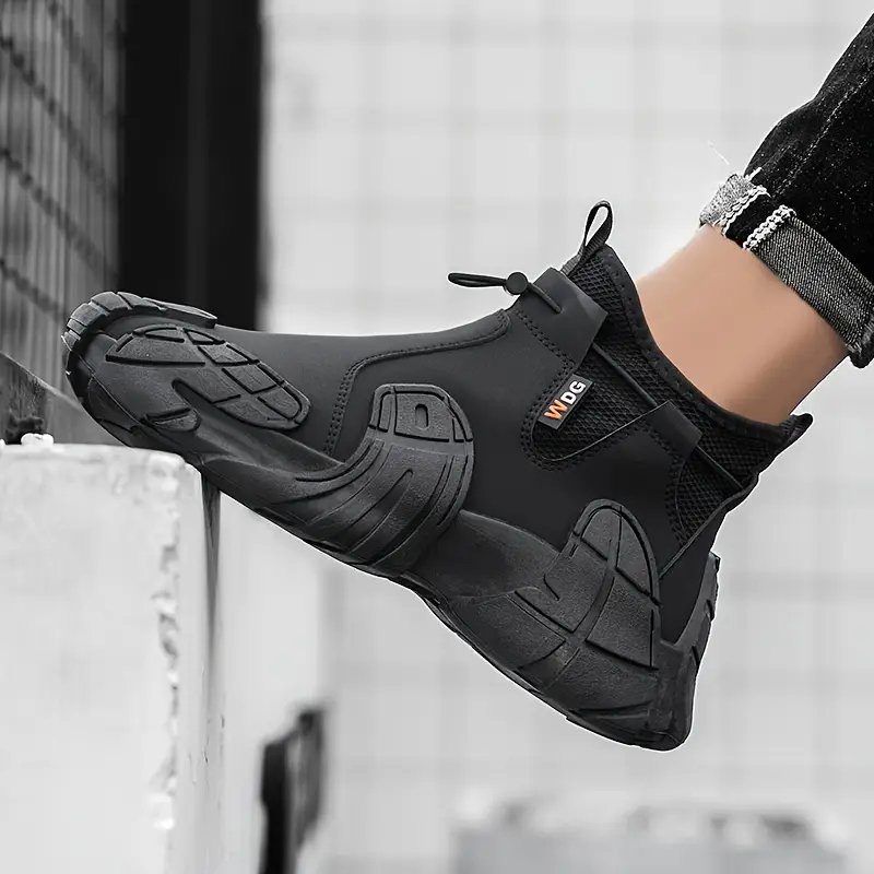 zapatos deportivos casuales de media caÃ±a para hombre, estilo vintage deportivo - botas de senderismo informales de color liso para , sin cordones, parte de pu y tela, interior de tela, de pvc, punta redonda, zapatos para exteriores Detalles del producto 9